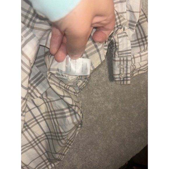 garnet‎ hill Neutral Paid Button Up blouse size 12 organic pima cotton - Picture 7 of 10